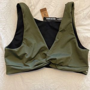 Pink reversible sports bra